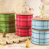 Wired Ribbon | Hot Pink/Spring Plaid | 10 Yard Roll: 2 1/2"