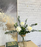 17"-Ultra Realist Real touch Cabbage Rose-Artificial : Off-White