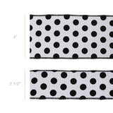 4" Wired Ribbon | Glittered Dots w/ Black Backing | 10 Yard Roll