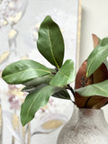22"Ultra realistic Real Touch Magnolia Stem-10 leaves: Natural Green