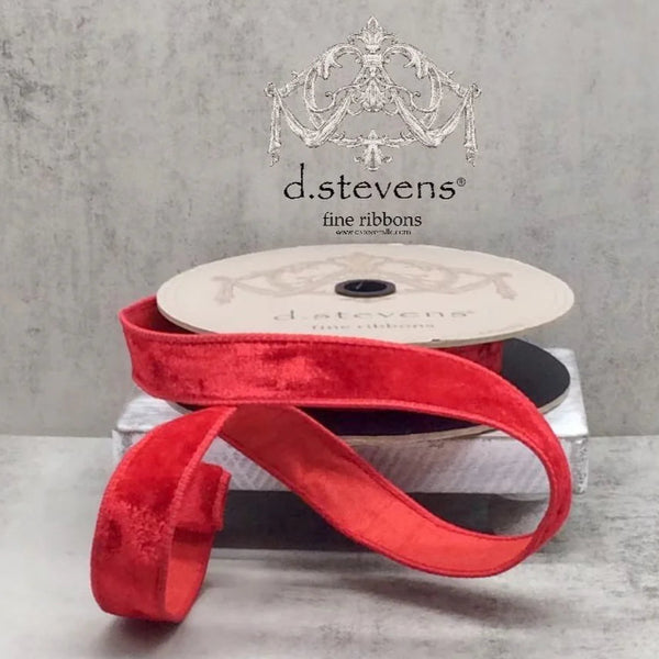 Lush Velvet Dupion Hot Red Ribbon