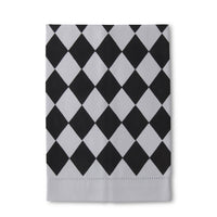 19.75 Inch Hand-painted Black & White Check Guest Towel
