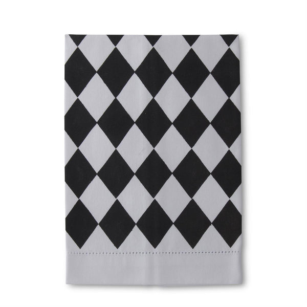 19.75 Inch Hand-painted Black & White Check Guest Towel