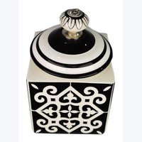 Ceramic Black and White Tile Design Canister