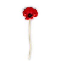 9.5 inch red real touch poppy stem