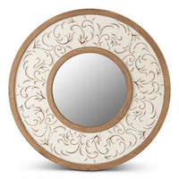 Round Natural and Whitewashed embossed Scroll Framed Wall