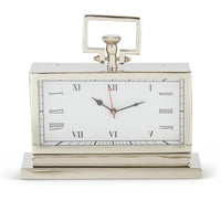 13.5 Inch Rectangular Silver Metal Table Clock