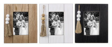 Wood Photo Frame with Hanging Beads