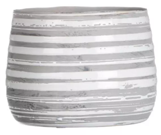 Gray & White Striped Pot- Small