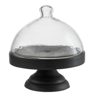 Small Glass Cloche with Black Pedestal Base