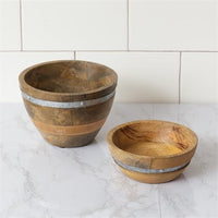 Wood Bowl with Metal Embellishment- Medium