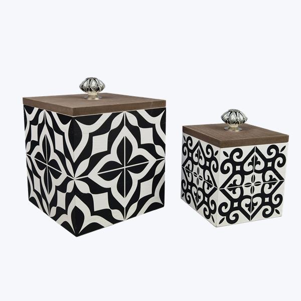 Set of Two Black & White Storage Box