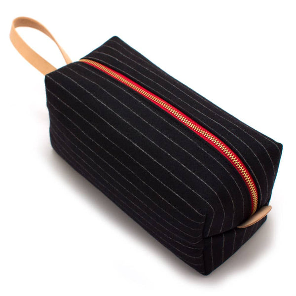 Charcoal Stripe Wool Travel Kit