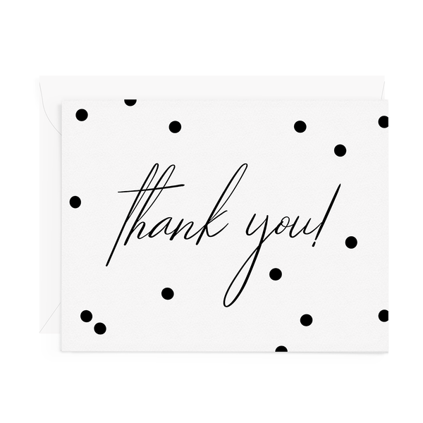 Thank You Card - Black & White Confetti Dot
