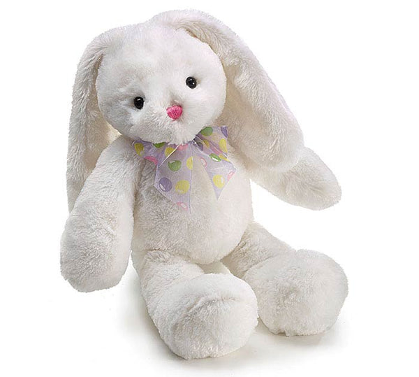 Plush Floppy Ear White Bunny with Easter Egg Bow