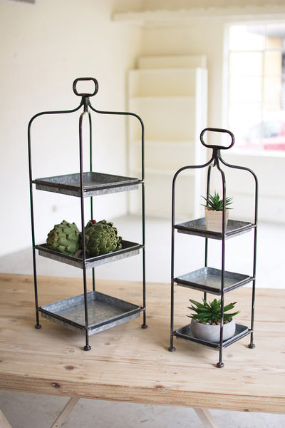 Tall Metal Display Stands with Galvanized Trays