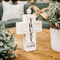 Trust in the Lord wooden tabletop cross