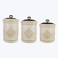 CERAMIC FRENCH COUNTRY CANISTER WITH SILICONE SEAL, 3 PCS/SET