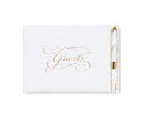 Guest Book With Pen - Gold