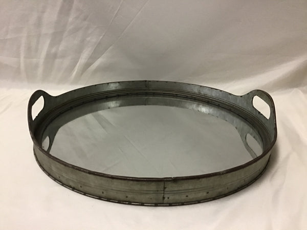 Galvanized Metal Tray with Mirror Inset