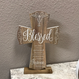 Etched Standing Wood Cross