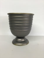 Gray Metal Container with Gold Rim- Small Ringed
