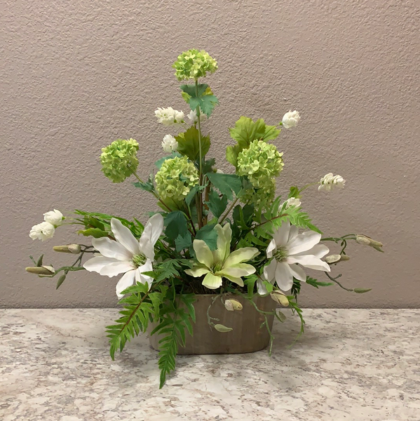 Green and White Faux Arrangement