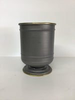 Gray Metal Container with Gold Rim- Small Smooth