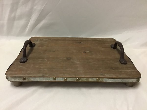 Wooden Tray with Galvanized Trim