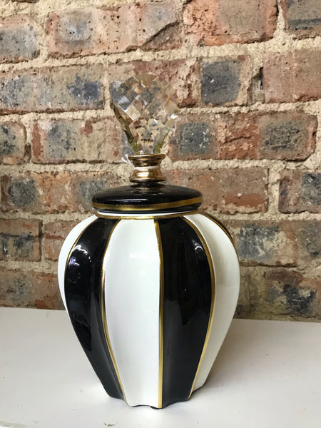 Black and White Striped Vase - small