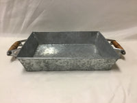 Small Galvanized Metal Tray with Handles