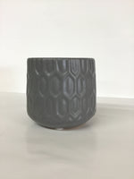 Small Geometric Ceramic Container- Gray