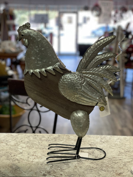 Metal and Wood Rooster/Hen