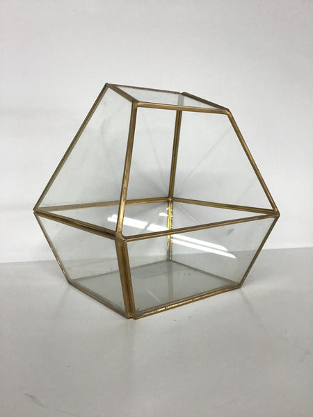 Small Glass & Gold Terrarium- Rectangle