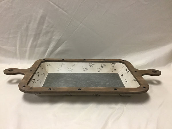 Wood and Metal Handled Tray- Large