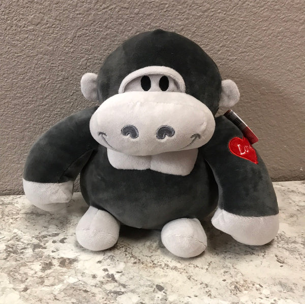 Grey Stuffed "Love" Gorilla