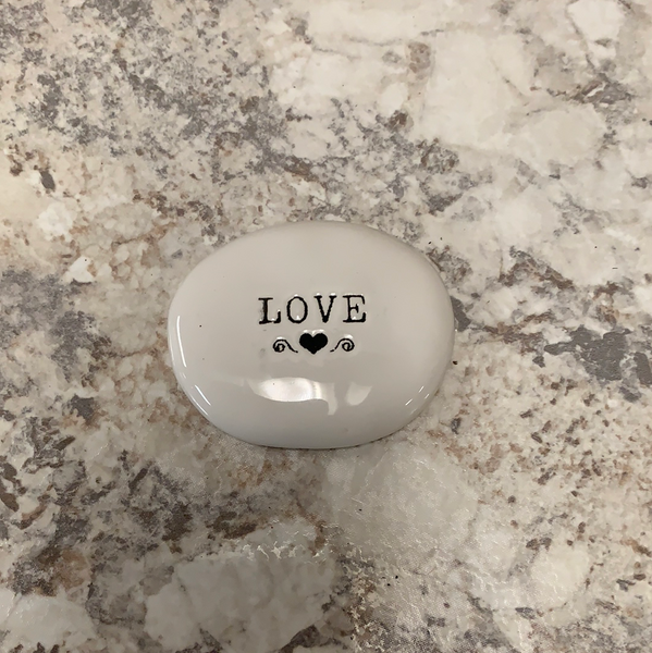 White Ceramic Token - Love