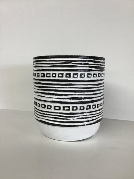 Black & White Pot Stripe Print