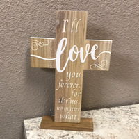 Etched Standing Wood Cross
