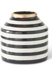 Black & White Striped Ceramic Vases With Gold Trim